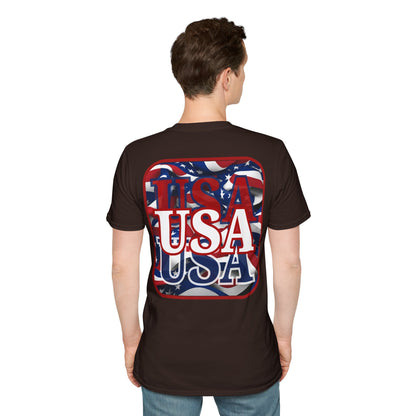 2-sided, Red WHITE and Blue USA Patriot Dark colors Unisex T-Shirt by theGreenDragonTavern.shop