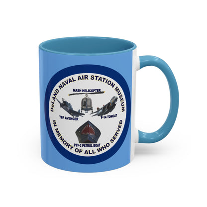 DNASM 2-sided, Founding & Student Art w/Navy Ring Light Blue Accent Mug by theGreenDragonTavern.shop