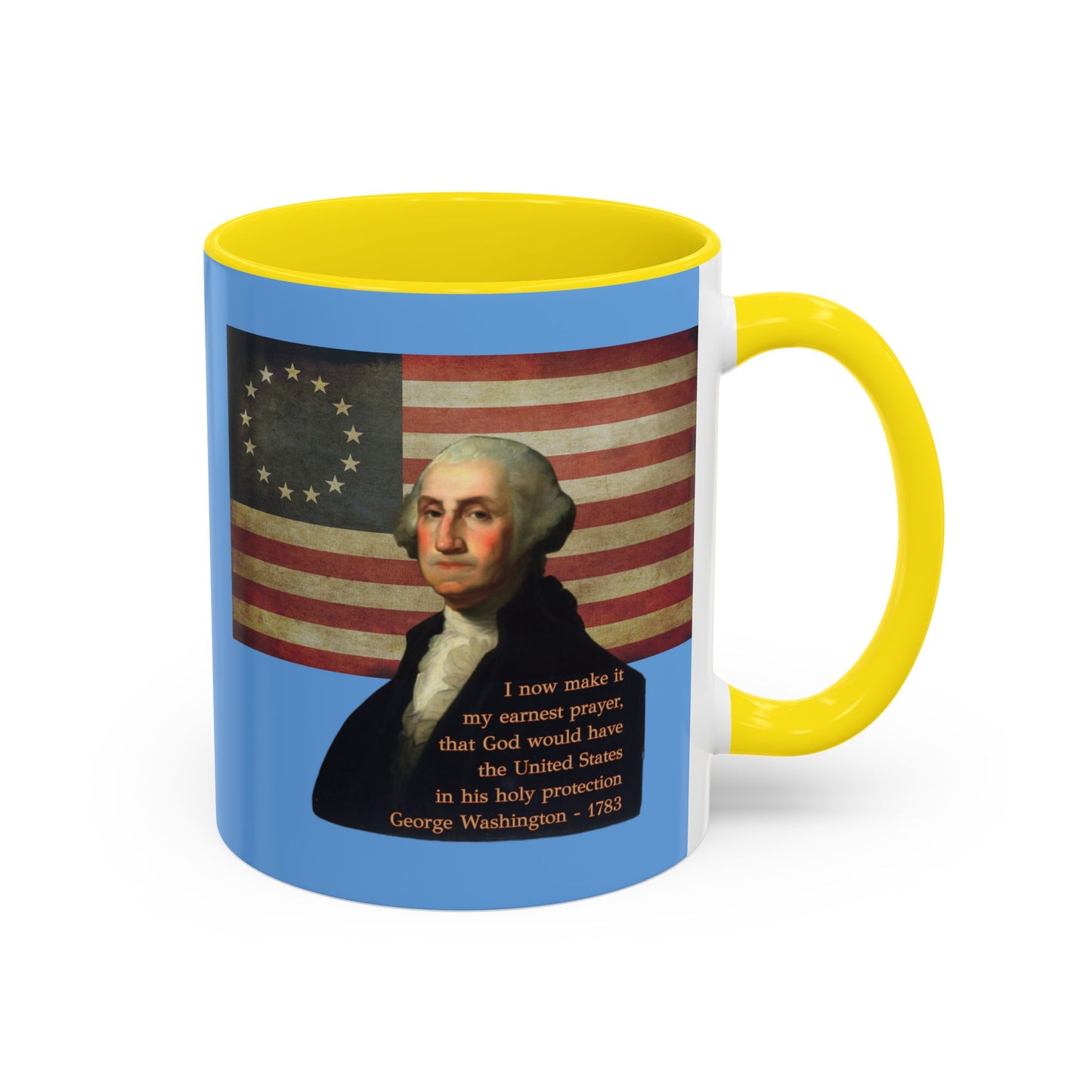Washington's Earnest Prayer Light Blue Accent Mug by theGreenDragonTavern.shop