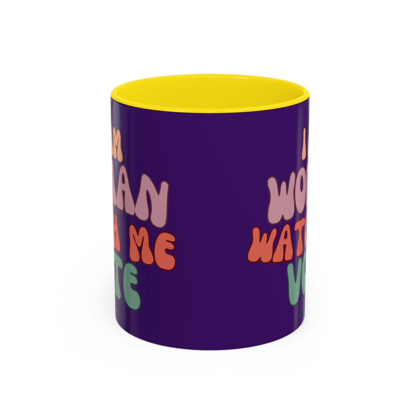I Am Woman Watch Me Vote Dark Purple Accent Mug by theGreenDragonTavern.shop