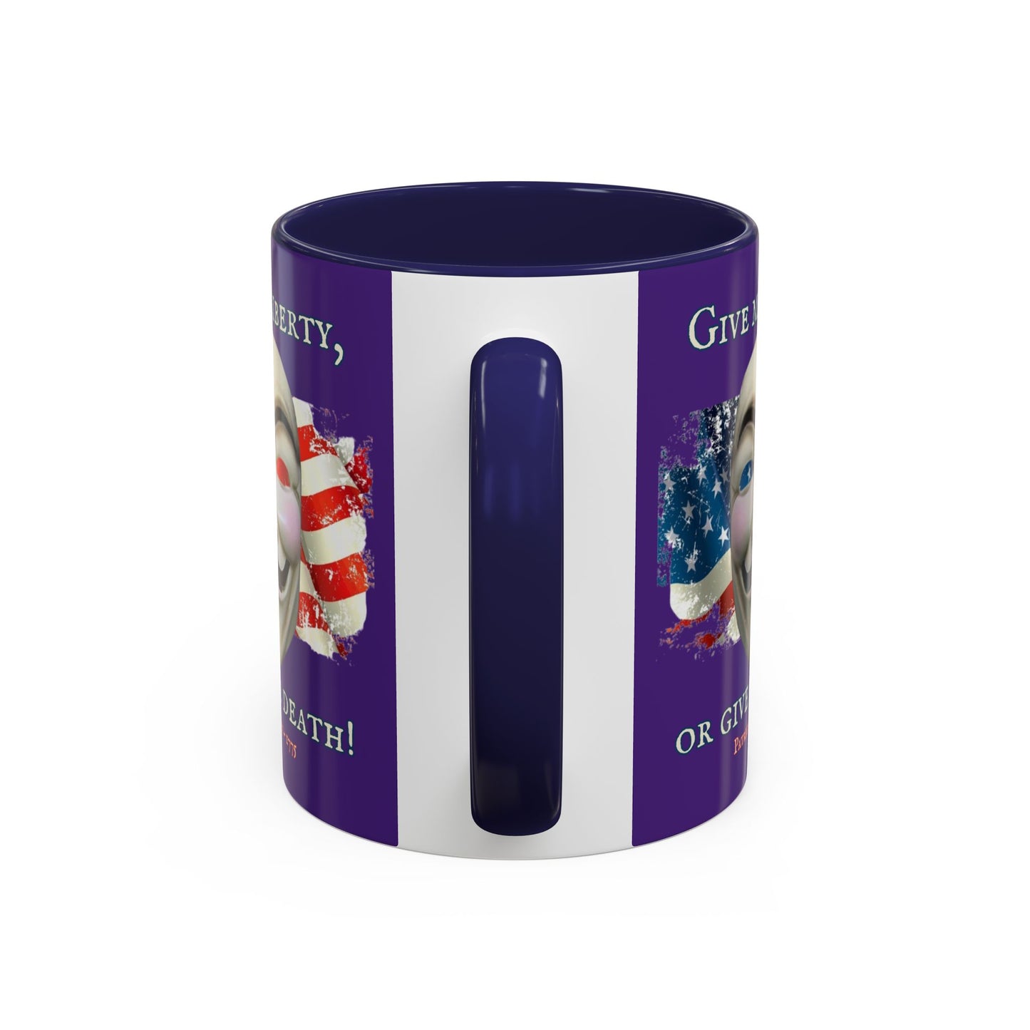 Vendetta, "Give me liberty, or give me death!" Purple Accent Mug by theGreenDragonTavern.shop