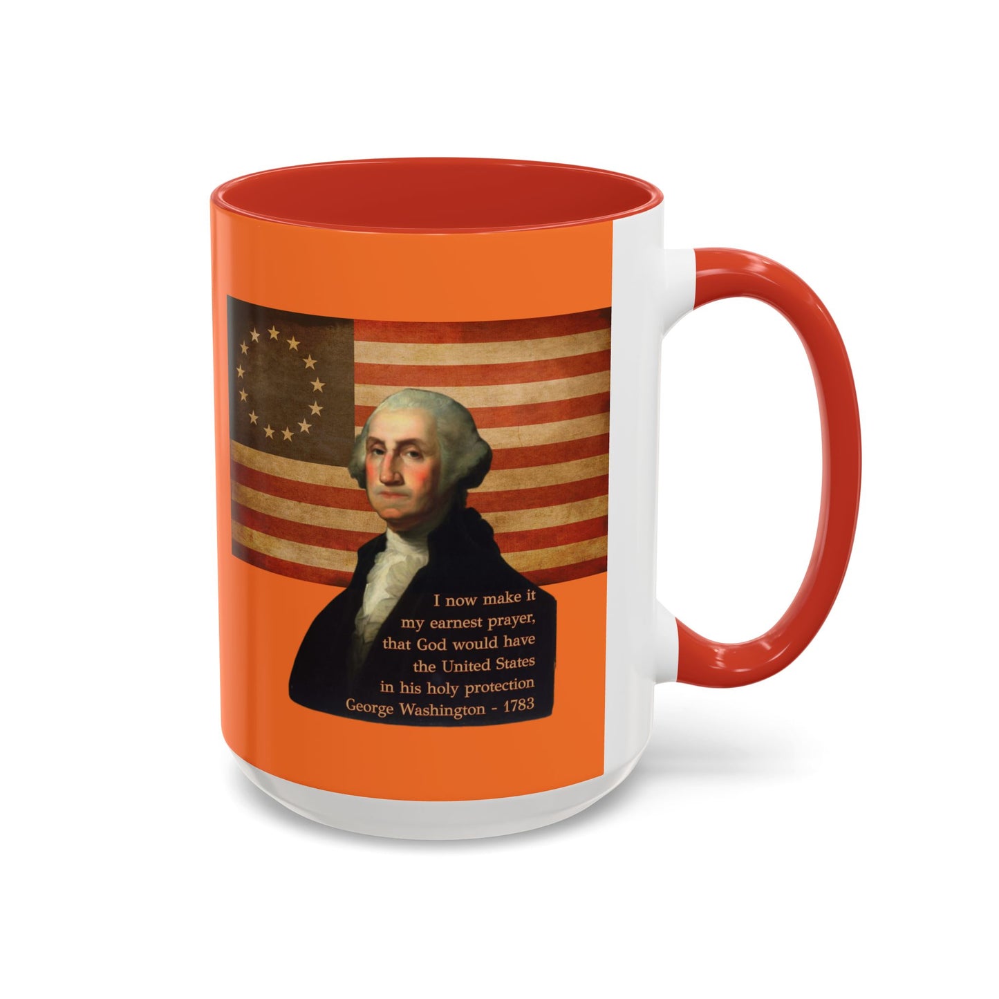 Washington's Earnest Prayer Orange Accent Mug by theGreenDragonTavern.shop
