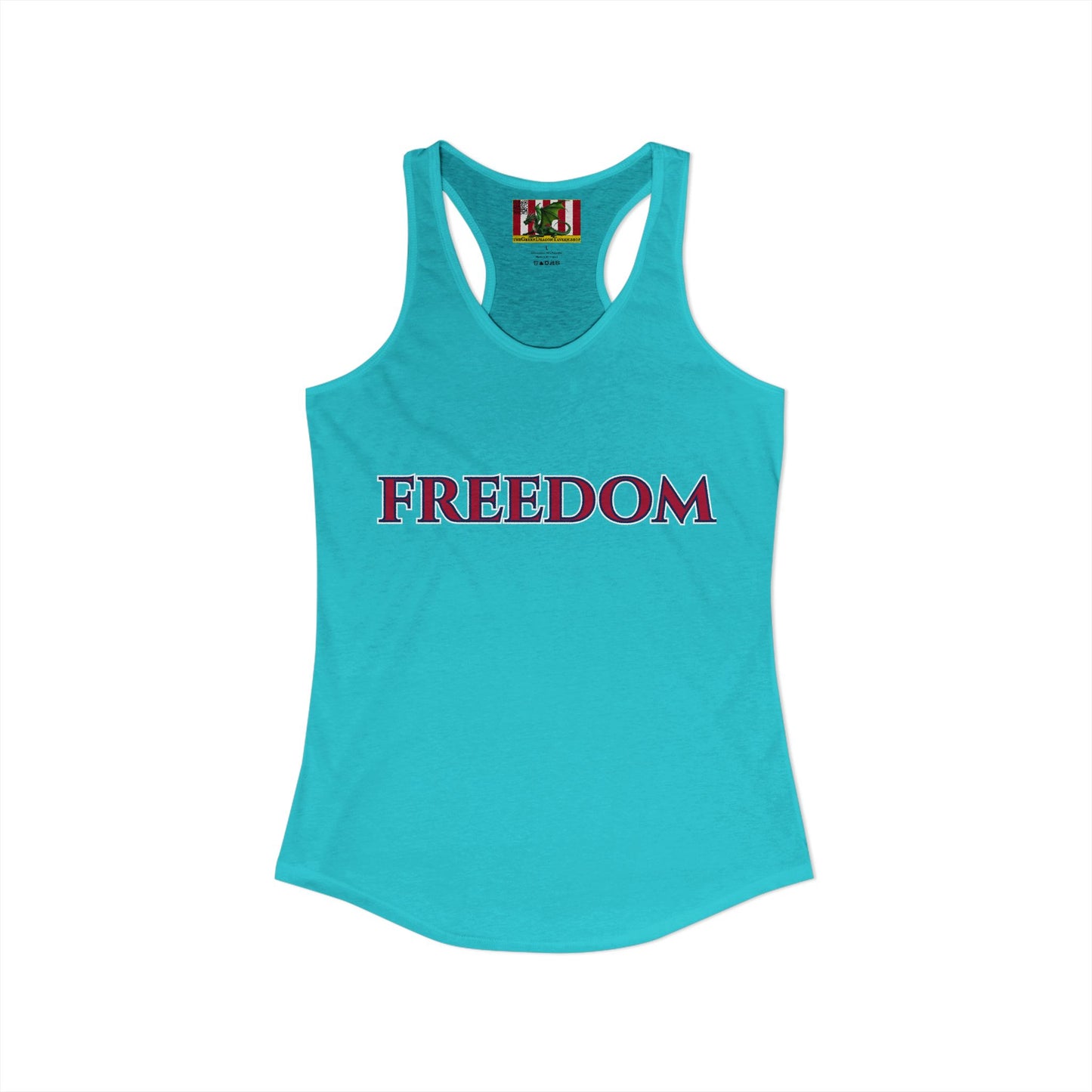 Freedom, Red font Woman's Racerback Tank Top by theGreenDragonTavern.shop