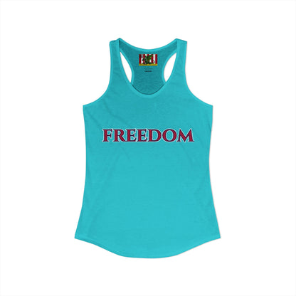 Freedom, Red font Woman's Racerback Tank Top by theGreenDragonTavern.shop