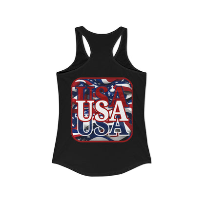 2-sided, Red WHITE and Blue USA Patriot Women's Racerback Tank Top by theGreenDragonTavern.shop