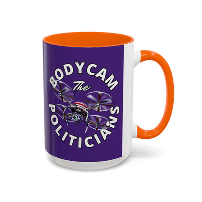 Bodycam the Politicians Drone Dark Purple Accent Mug by theGreenDragonTavern.shop