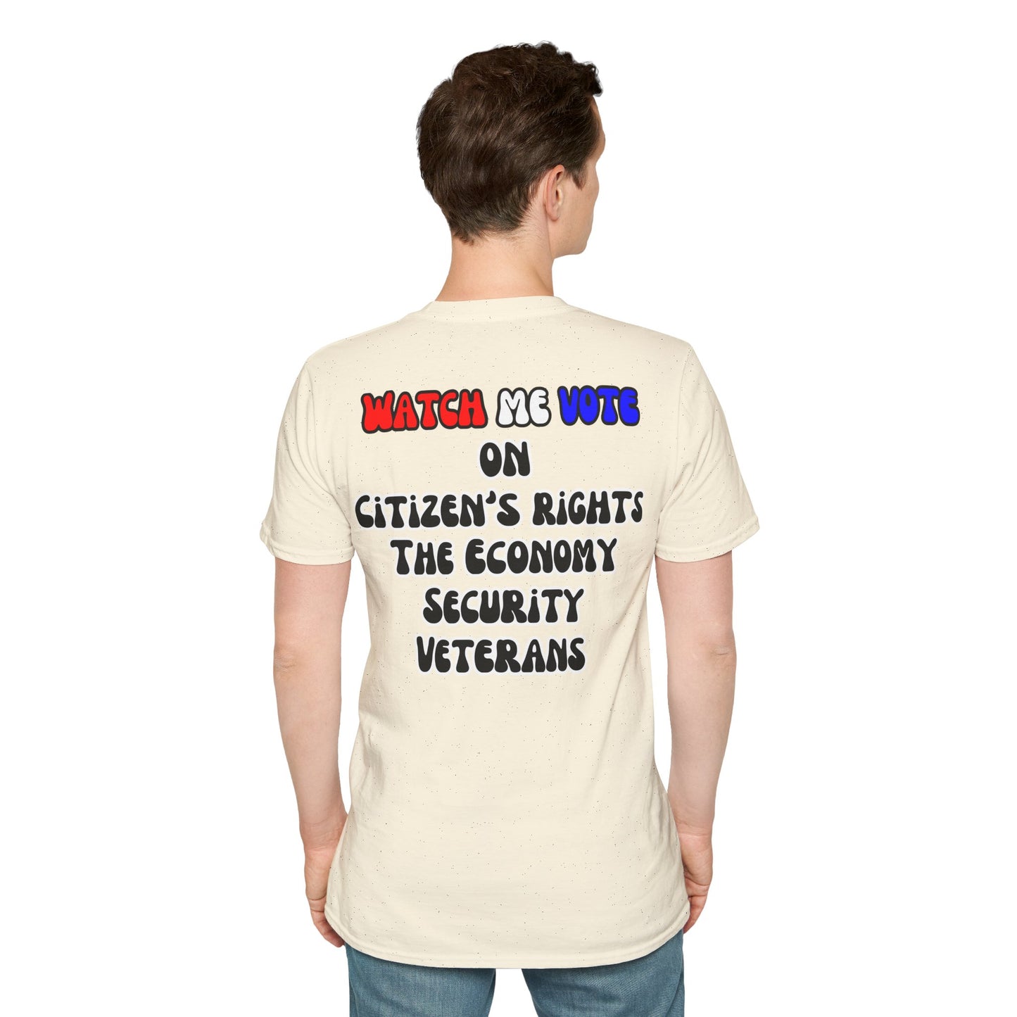 2-sided, I Am Woman Watch Me Vote Light colors Unisex T-Shirt by theGreenDragonTavern.shop