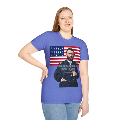 "Traitors and Patriots" Ulysses Grant Light colors Unisex T-Shirt by theGreenDragonTavern.shop