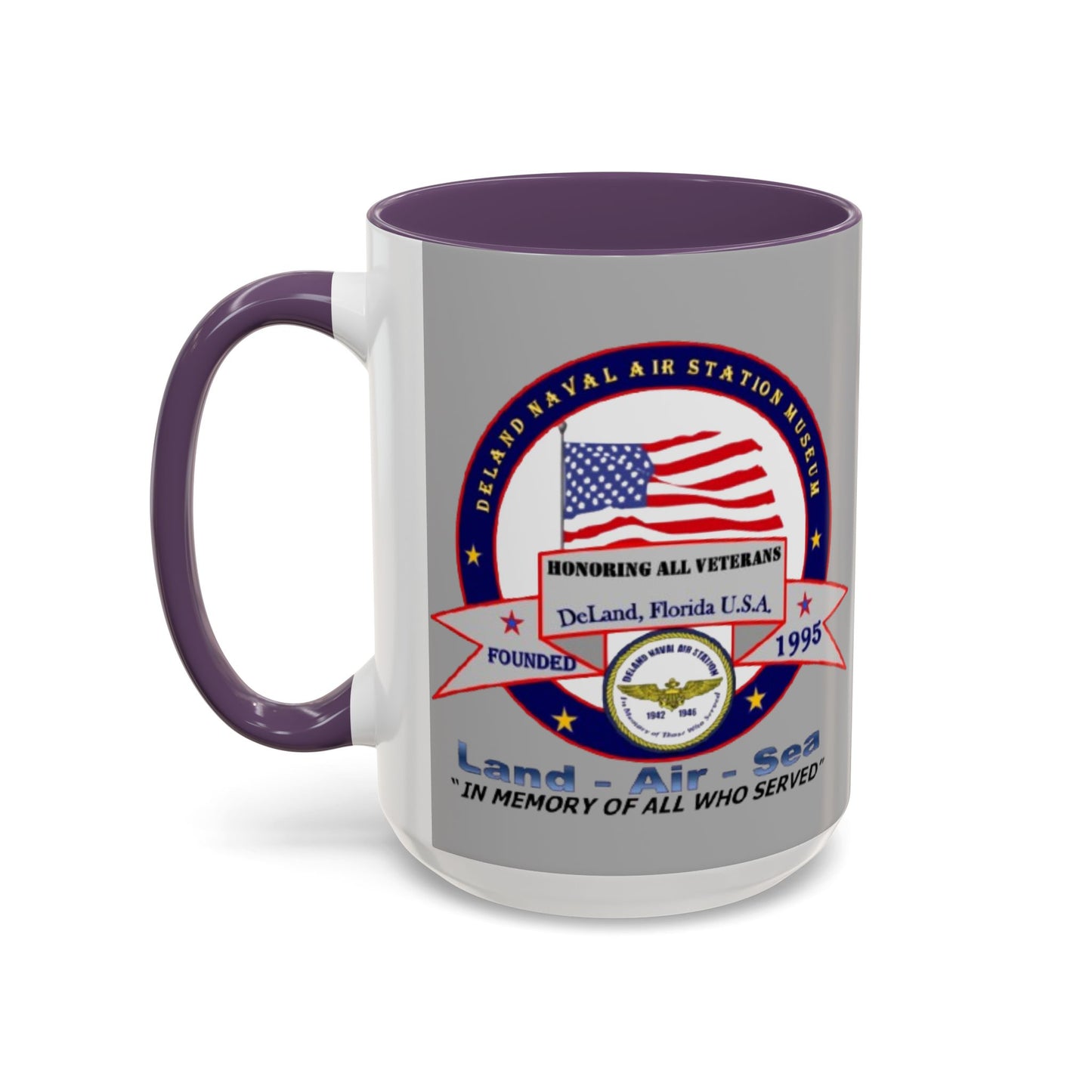 DNASM 2-sided, Founding & Student Art Light Grey Accent Mug by theGreenDragonTavern.shop