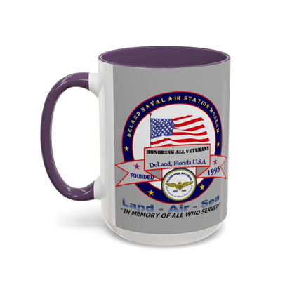 DNASM 2-sided, Founding & Student Art Light Grey Accent Mug by theGreenDragonTavern.shop
