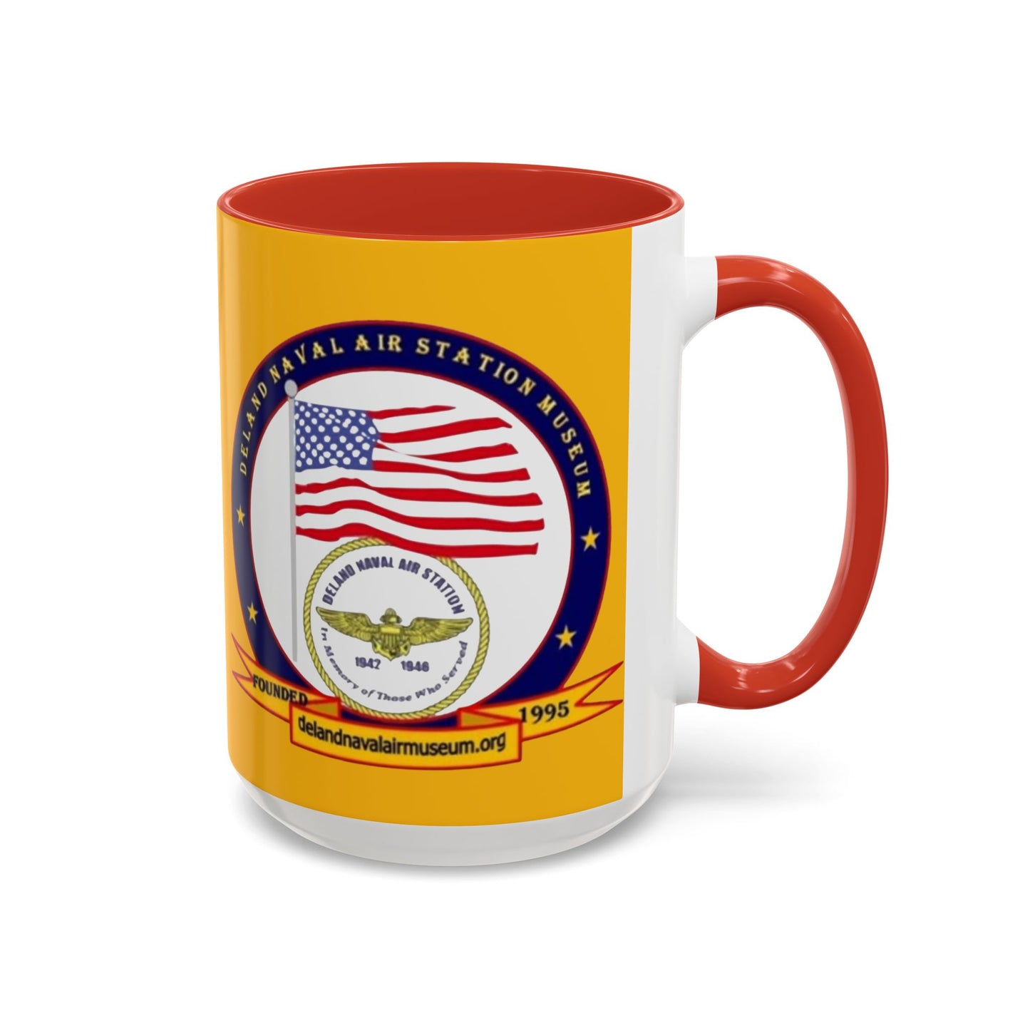 DeLand Naval Air Station Museum Yellow Accent Mug by theGreenDragonTavern.shop