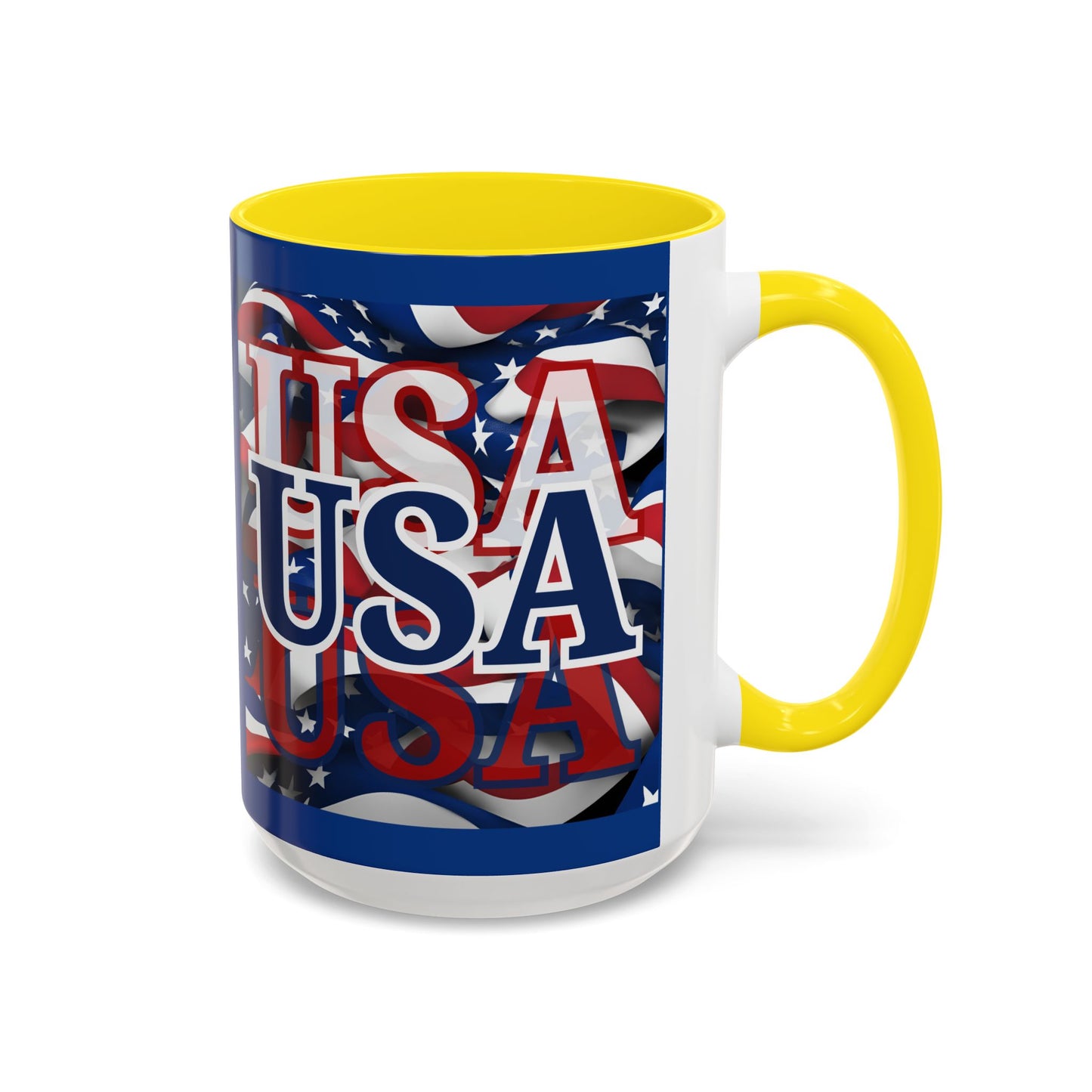 USA Blue font Center Patriot Blue Accent Mug by theGreenDragonTavern.shop