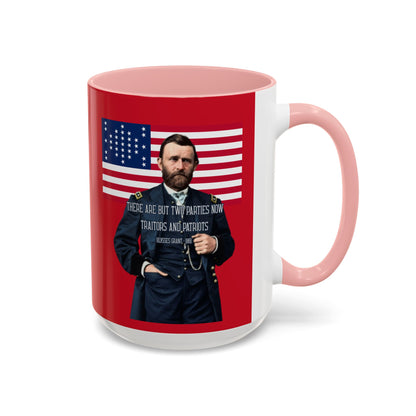 "Traitors and Patriots" Ulysses Grant Red Accent Mug by theGreenDragonTavern.shop