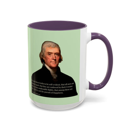 We hold these truths to be self-evident Light Green Accent Mug by theGreenDragonTavern.shop