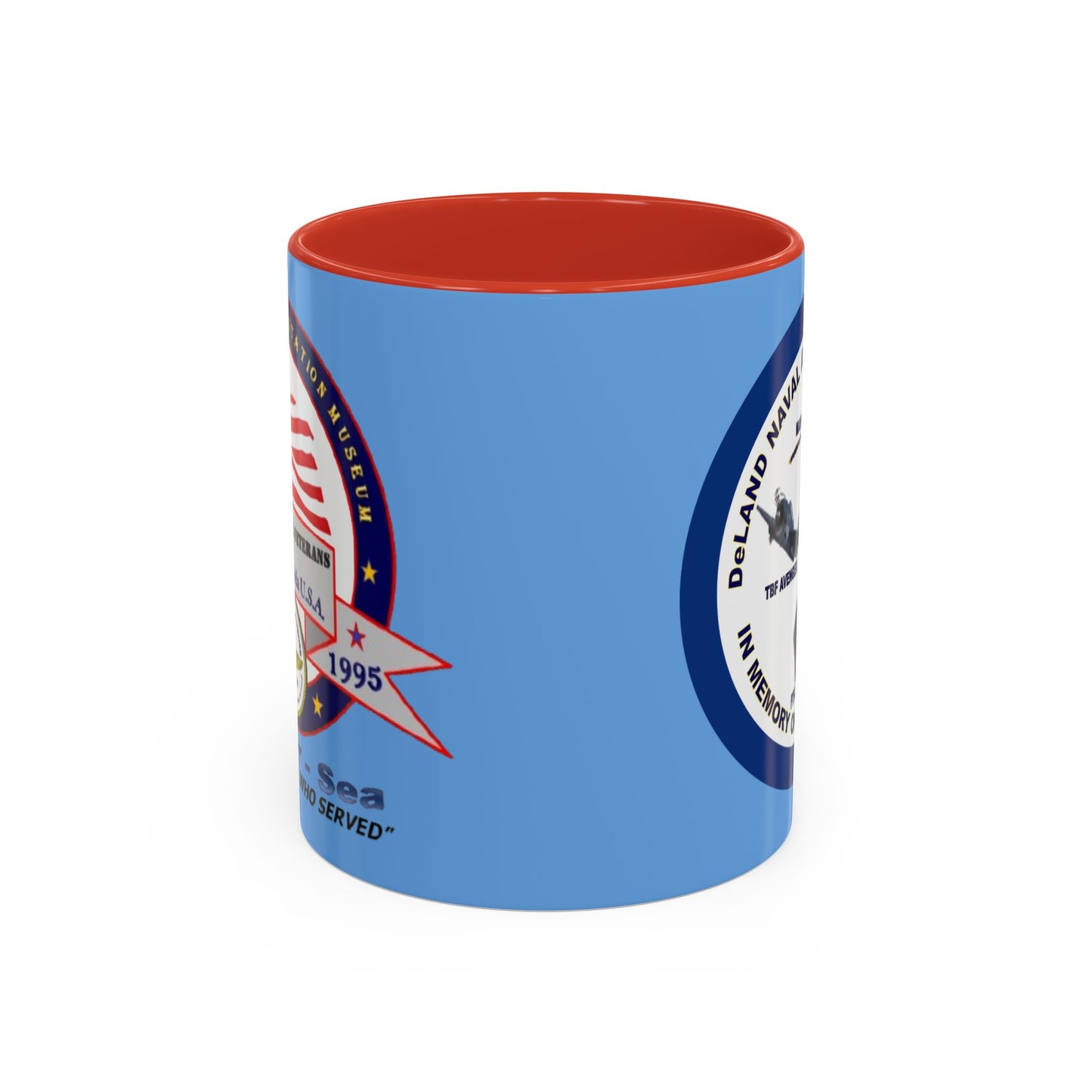 DNASM 2-sided, Founding & Student Art w/Navy Ring Light Blue Accent Mug by theGreenDragonTavern.shop