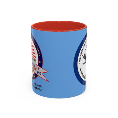 DNASM 2-sided, Founding & Student Art w/Navy Ring Light Blue Accent Mug by theGreenDragonTavern.shop