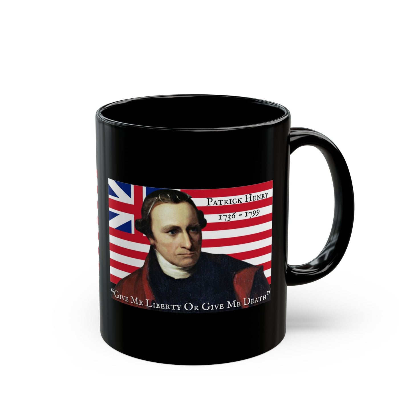 Patrick Henry Black Mug by theGreenDragonTavern.shop
