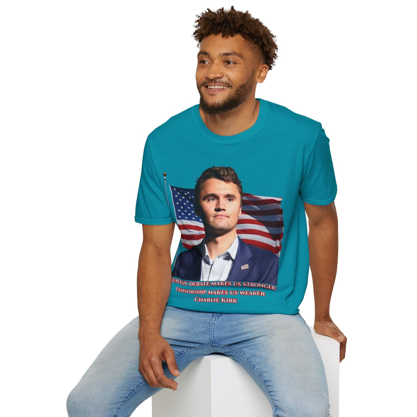 Charlie Kirk, Healthy Debate Dark colors Unisex T-Shirt by theGreenDragonTavern.shop