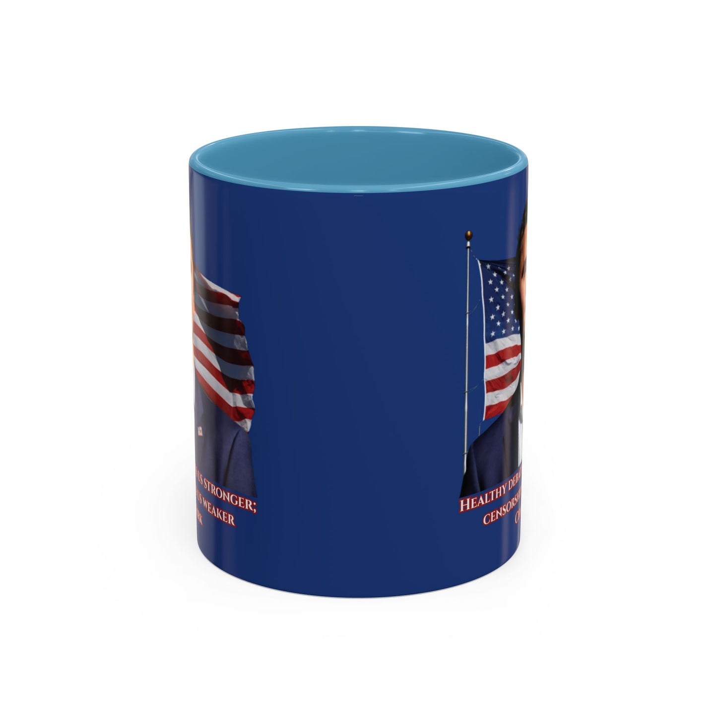 Charlie Kirk, Healthy Debate Blue Accent Mug by theGreenDragonTavern.shop