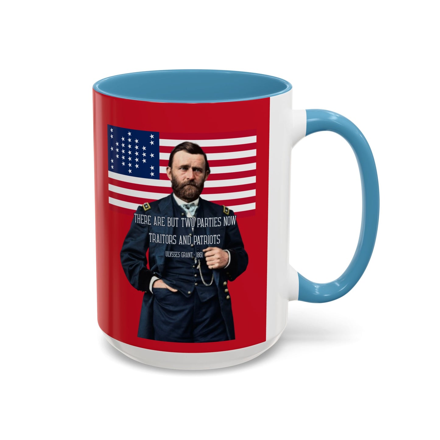 "Traitors and Patriots" Ulysses Grant Red Accent Mug by theGreenDragonTavern.shop