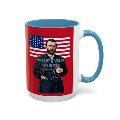 "Traitors and Patriots" Ulysses Grant Red Accent Mug by theGreenDragonTavern.shop