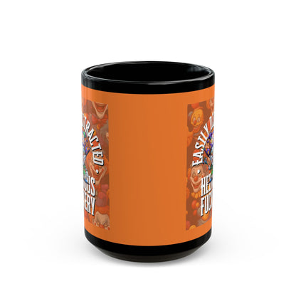 Easily Distracted by Heinous Fuckery Little Jincs Orange Mug by theGreenDragonTavern.shop
