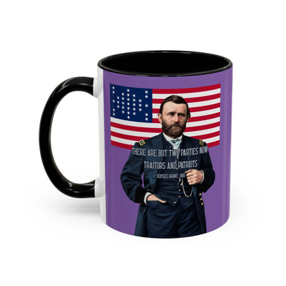 "Traitors and Patriots" Ulysses Grant Light Purple Accent Mug by theGreenDragonTavern.shop