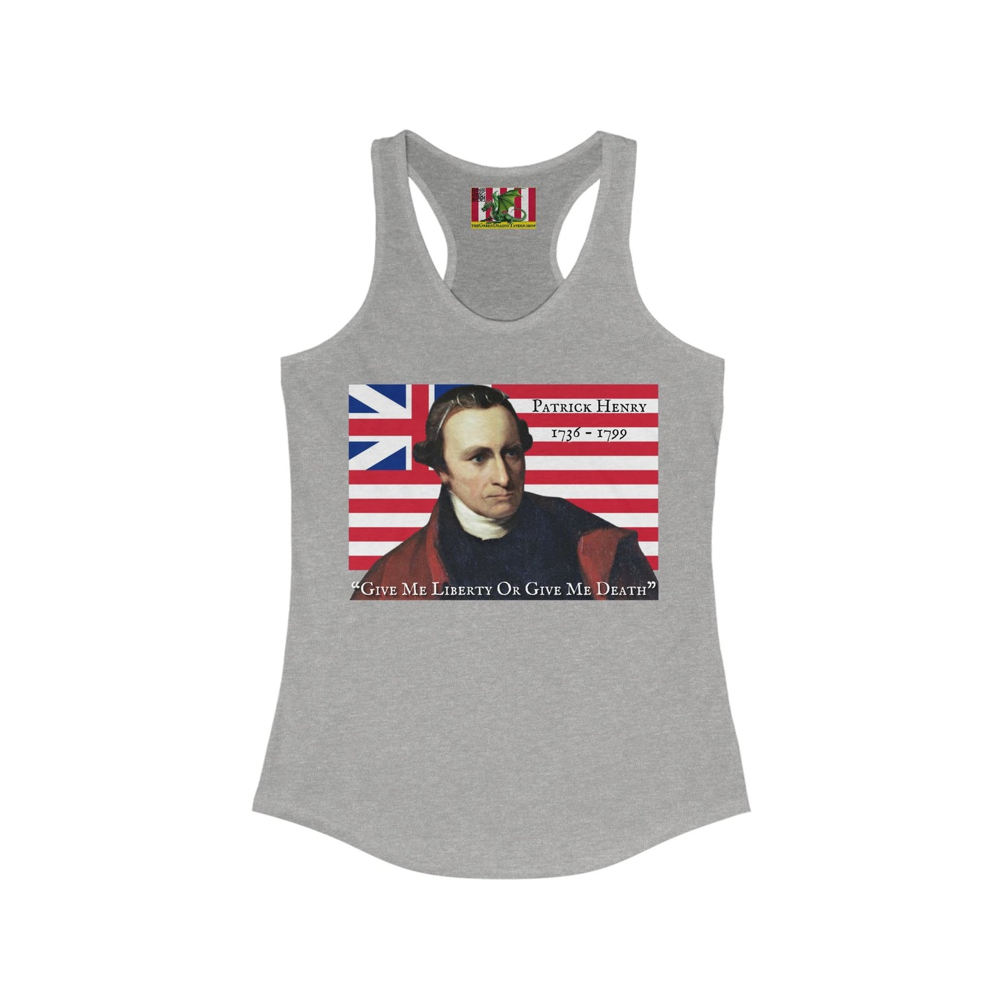 Patrick Henry Women's Racerback Tank Top by theGreenDragonTavern.shop