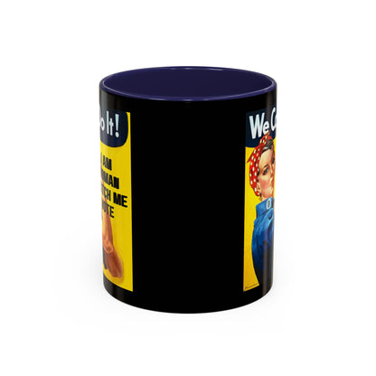 I Am Woman Watch Me Vote Rosie Black Accent Mug by theGreenDragonTavern.shop