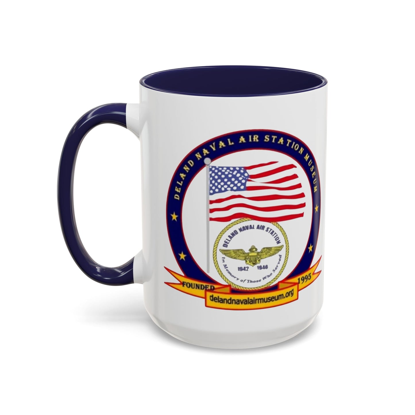 DeLand Naval Air Station Museum White Accent Mug by theGreenDragonTavern.shop