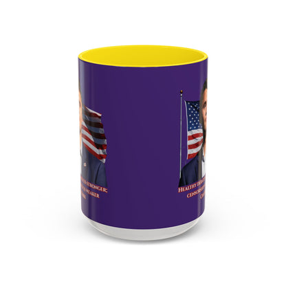 Charlie Kirk, Healthy Debate Purple Accent Mug by theGreenDragonTavern.shop