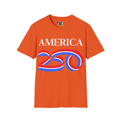 America 250 White font, Light colors, Unisex T-Shirt by theGreenDragonTavern.shop