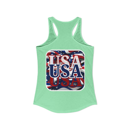 2-sided, Red White and BLUE USA Patriot Women's Racerback Tank Top by theGreenDragonTavern.shop