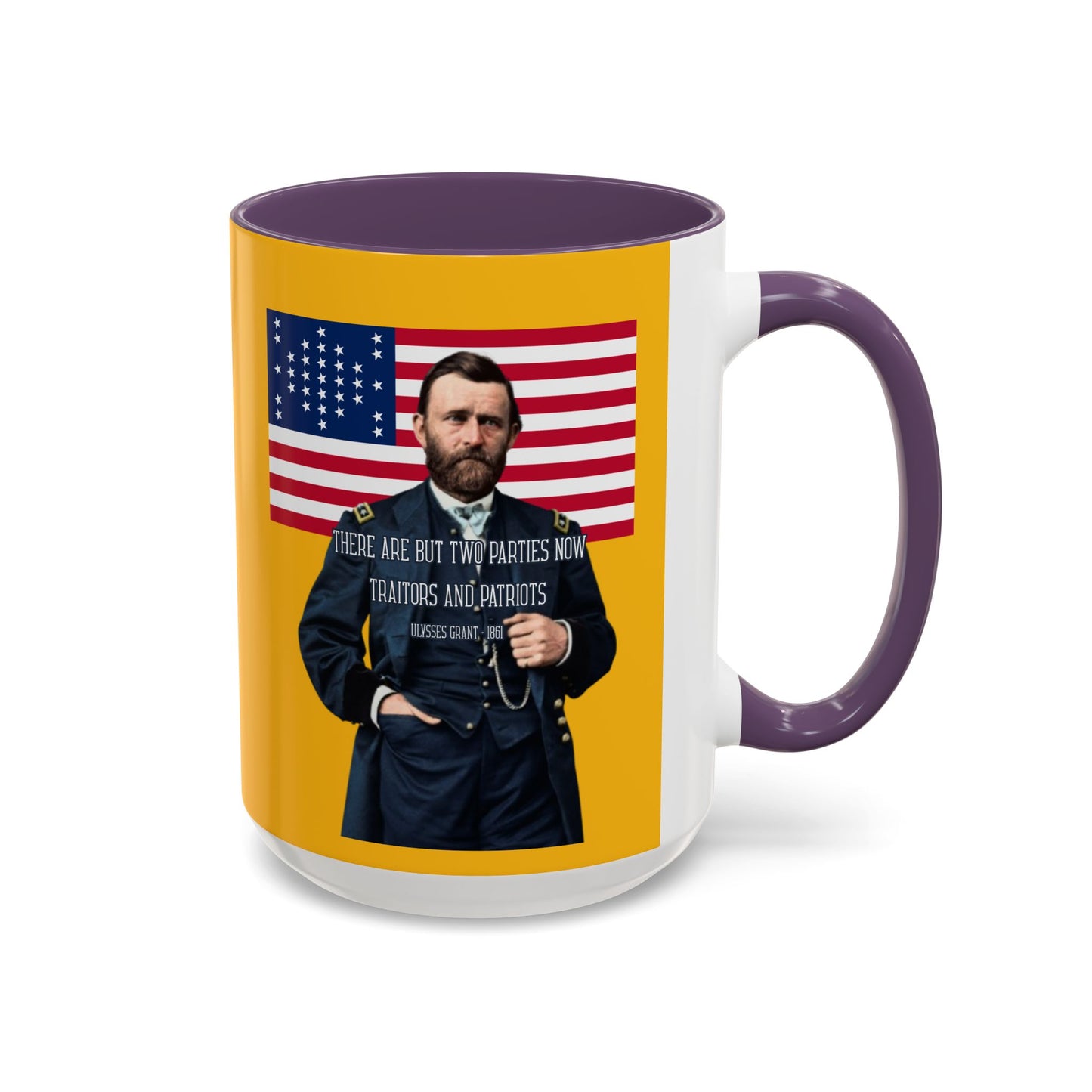 "Traitors and Patriots" Ulysses Grant Yellow Accent Mug by theGreenDragonTavern.shop