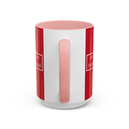 don't assume your freedoms are assured White font Red Accent Mug by theGreenDragonTavern.shop