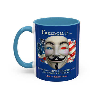 Ronald Reagan Freedom Vendetta Blue Accent Mug by theGreenDragonTavern.shop
