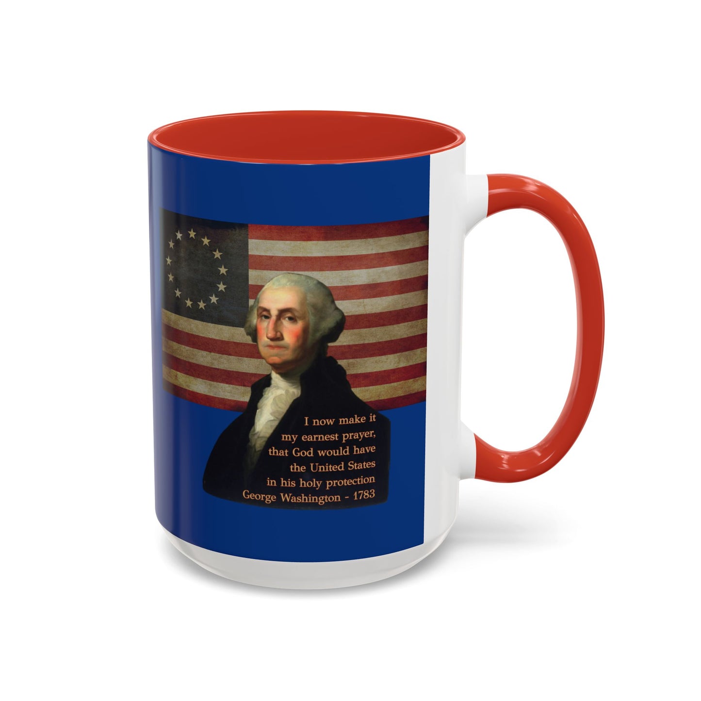 Washington's Earnest Prayer Dark Blue Accent Mug by theGreenDragonTavern.shop