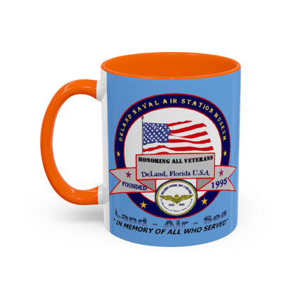 DNASM 2-sided, Founding & Student Art w/Navy Ring Light Blue Accent Mug by theGreenDragonTavern.shop