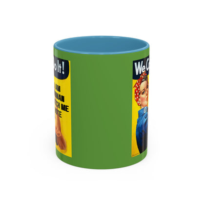 I Am Woman Watch Me Vote Rosie Green Accent Mug by theGreenDragonTavern.shop