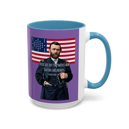 "Traitors and Patriots" Ulysses Grant Light Purple Accent Mug by theGreenDragonTavern.shop