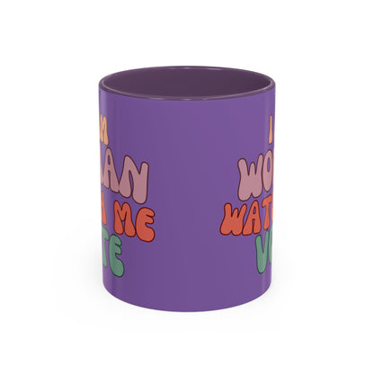 I Am Woman Watch Me Vote Light Purple Accent Mug by theGreenDragonTavern.shop