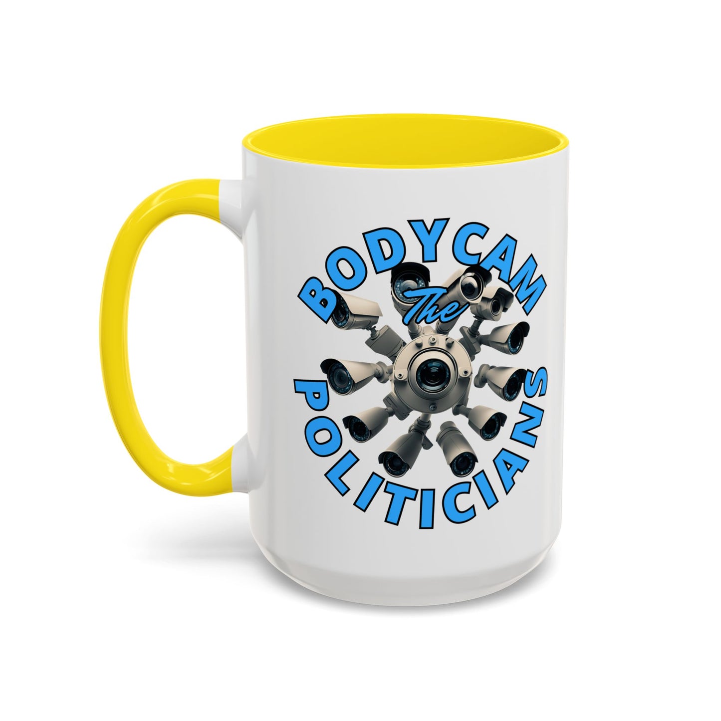 Bodycam the Politicians Cameras White Accent Mug by theGreenDragonTavern.shop