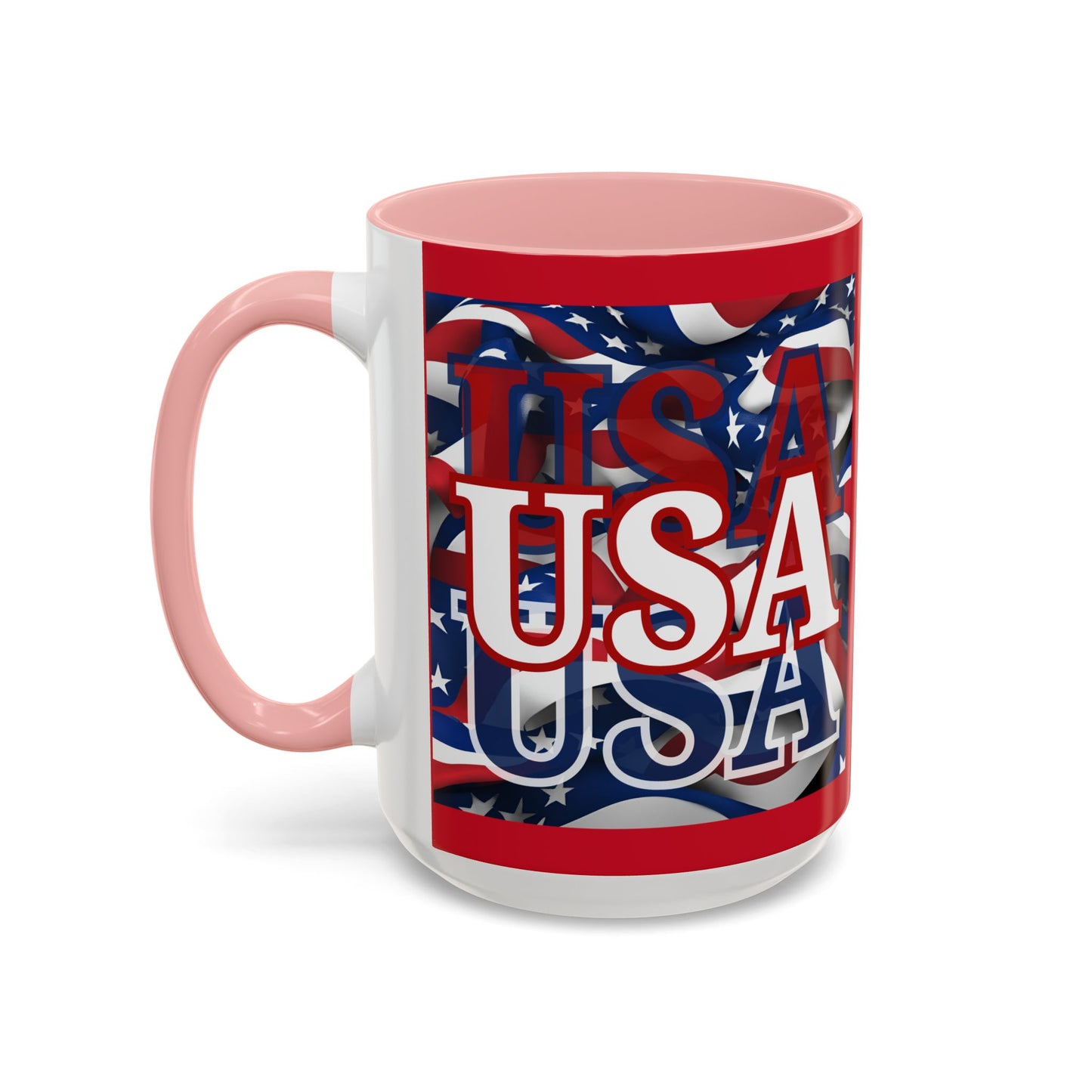 USA White font Center Patriot Red Accent Mug by theGreenDragonTavern.shop