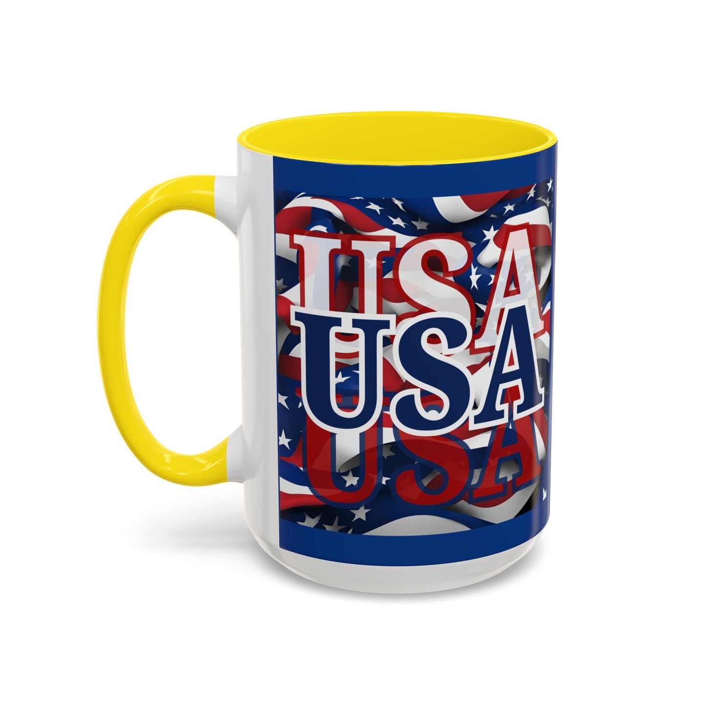USA Blue font Center Patriot Blue Accent Mug by theGreenDragonTavern.shop