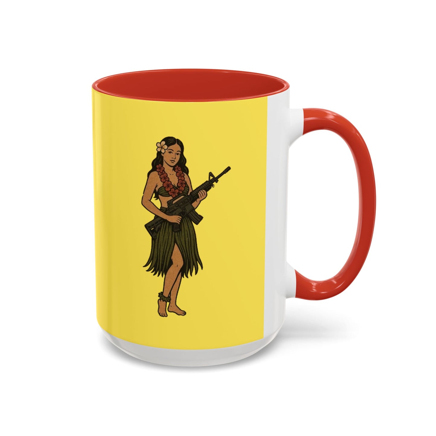 Hula Girl Packin' Heat Pineapple Accent Mug by theGreenDragonTavern.shop