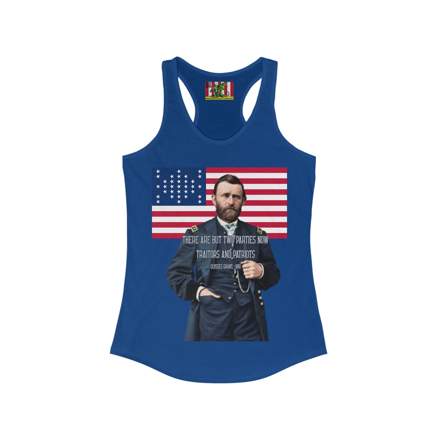 "Traitors and Patriots" Ulysses Grant Women's Racerback Tank Top by theGreenDragonTavern.shop