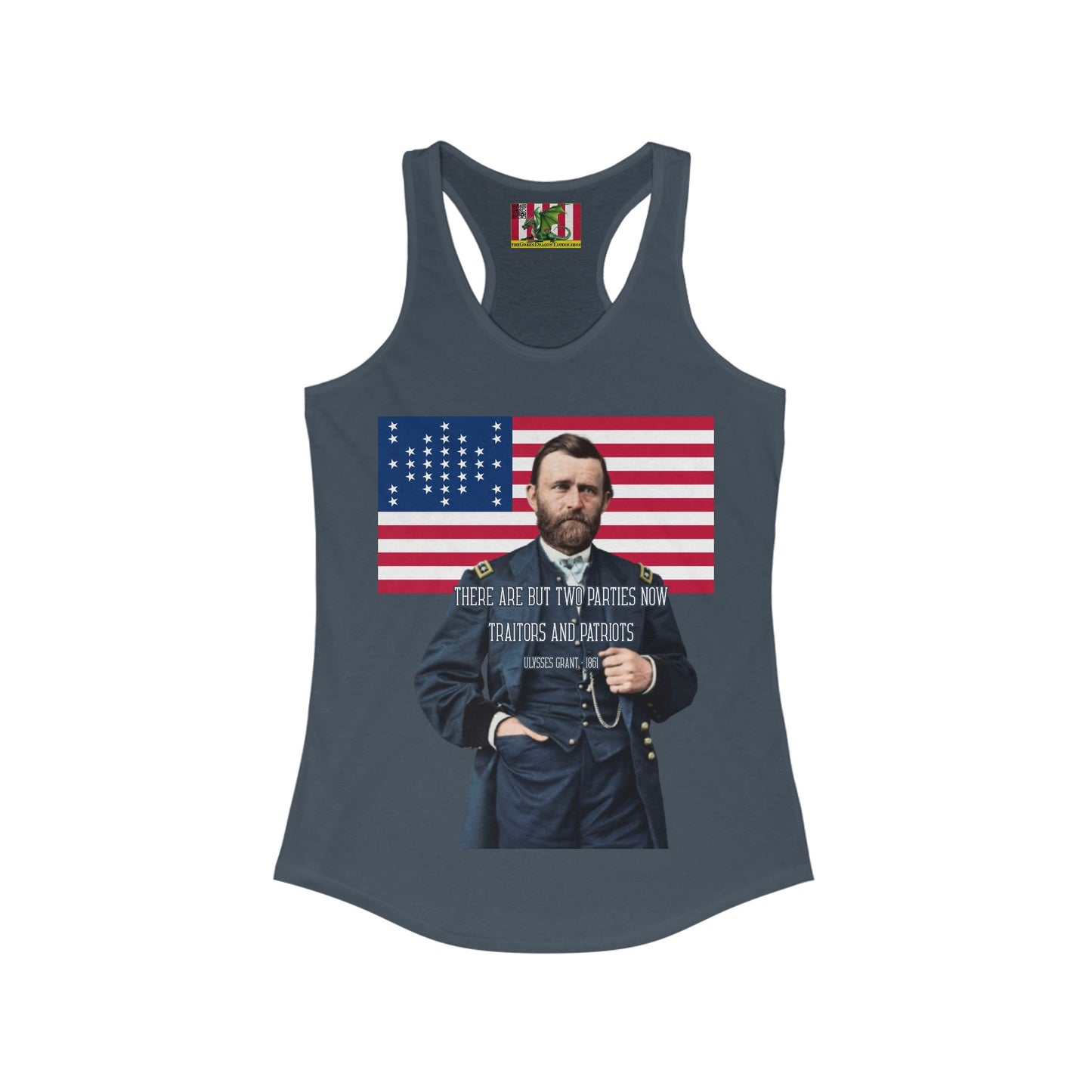 "Traitors and Patriots" Ulysses Grant Women's Racerback Tank Top by theGreenDragonTavern.shop