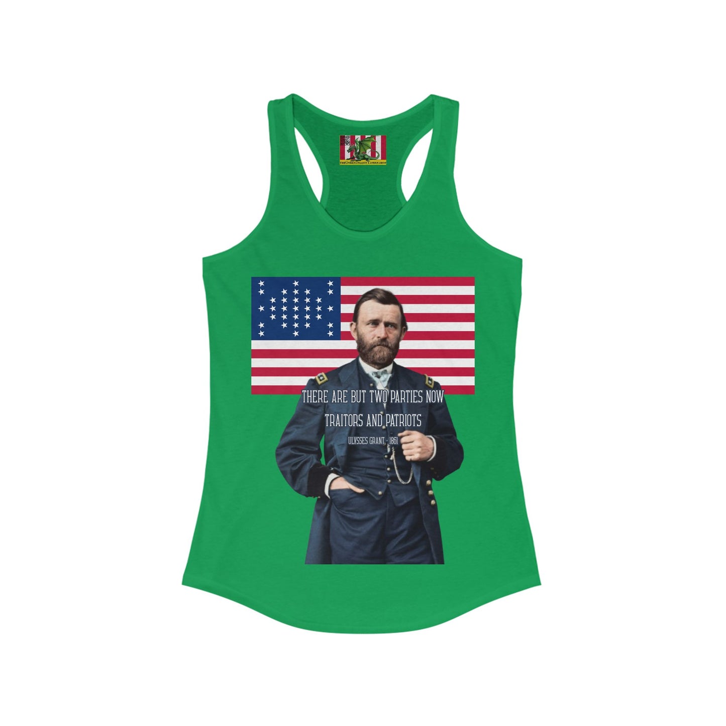 "Traitors and Patriots" Ulysses Grant Women's Racerback Tank Top by theGreenDragonTavern.shop