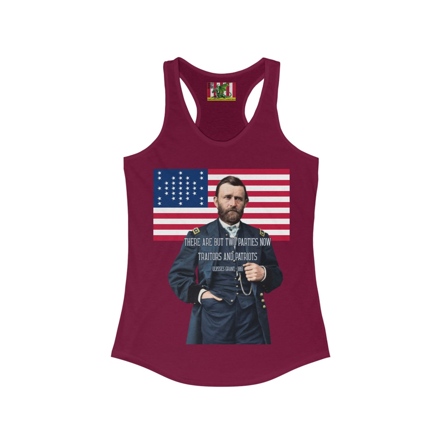 "Traitors and Patriots" Ulysses Grant Women's Racerback Tank Top by theGreenDragonTavern.shop