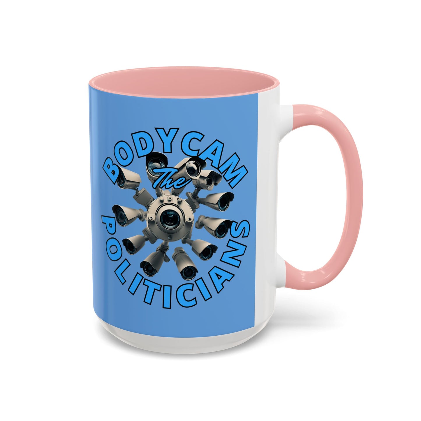 Bodycam the Politicians Cameras Blue Accent Mug by theGreenDragonTavern.shop